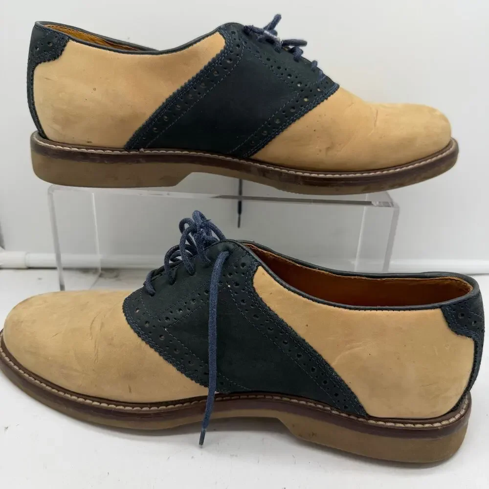 Peter Huber Oxford Dress Shoes Men’s 9 Leather Brazil Cream Blue